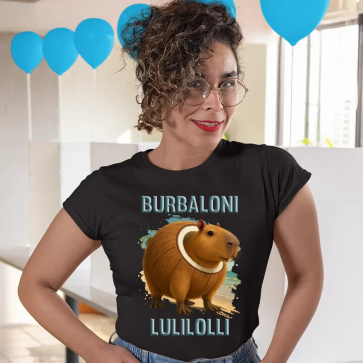 Burbaloni Lulilolli - Italian Brainrot - kapybara v kokosu - dámské tričko s potiskem
