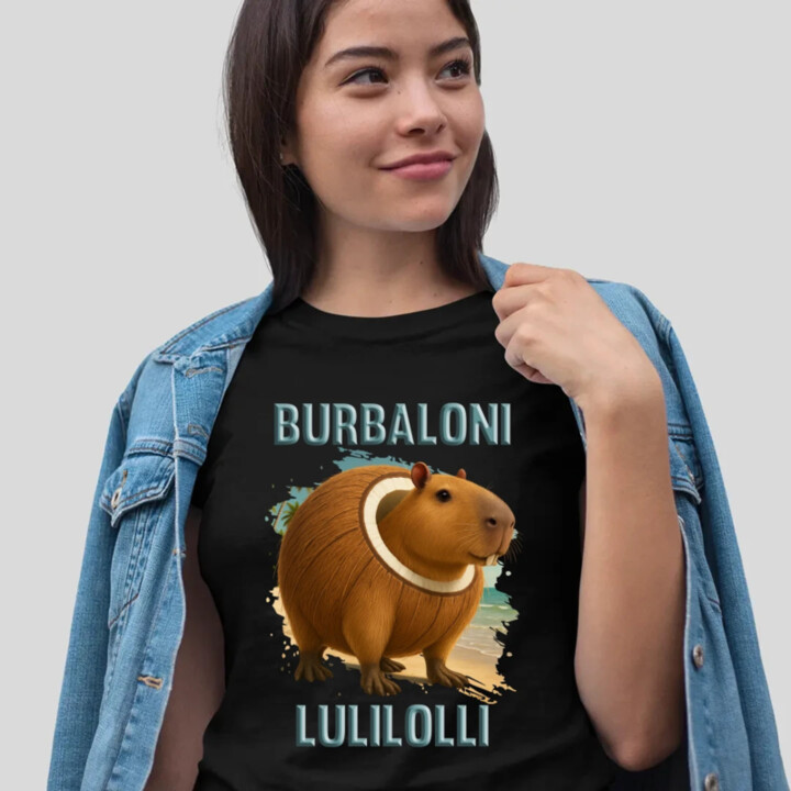 Burbaloni Lulilolli - Italian Brainrot - kapybara v kokosu - dámské tričko s potiskem