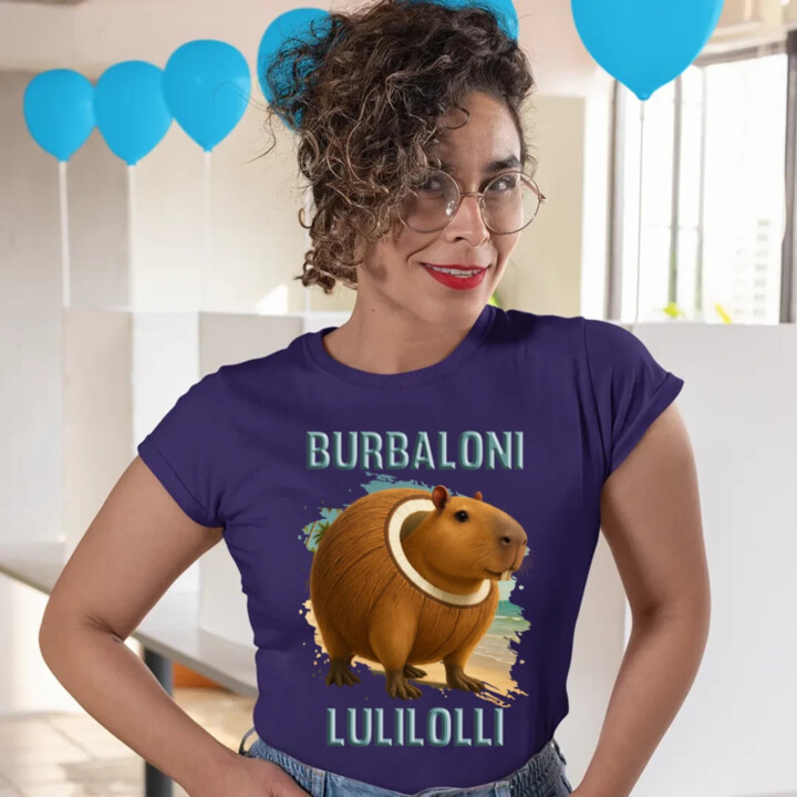Burbaloni Lulilolli - Italian Brainrot - kapybara v kokosu - dámské tričko s potiskem