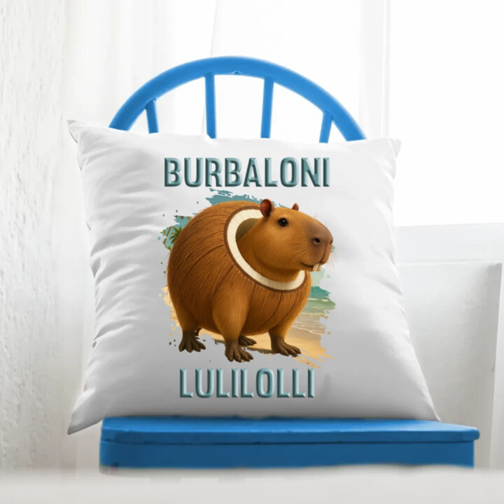 Burbaloni Lulilolli - Italian Brainrot - kapybara v kokosu - polštář s potiskem