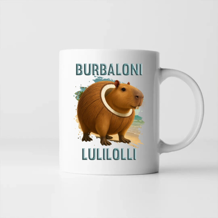 Burbaloni Lulilolli - Italian Brainrot - kapybara v kokosu - hrnek s potiskem
