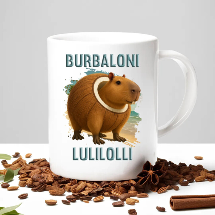 Burbaloni Lulilolli - Italian Brainrot - kapybara v kokosu - hrnek s potiskem