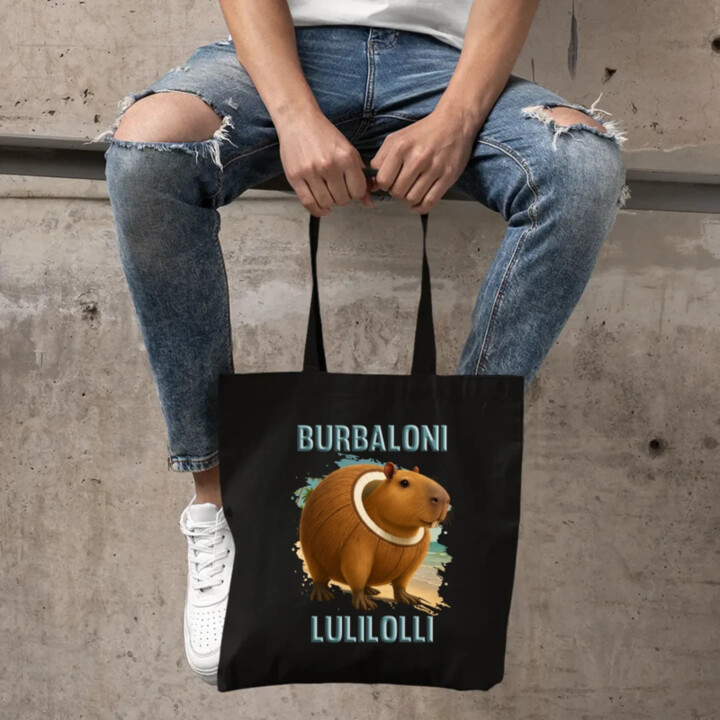 Burbaloni Lulilolli - Italian Brainrot - kapybara v kokosu - taška s potiskem