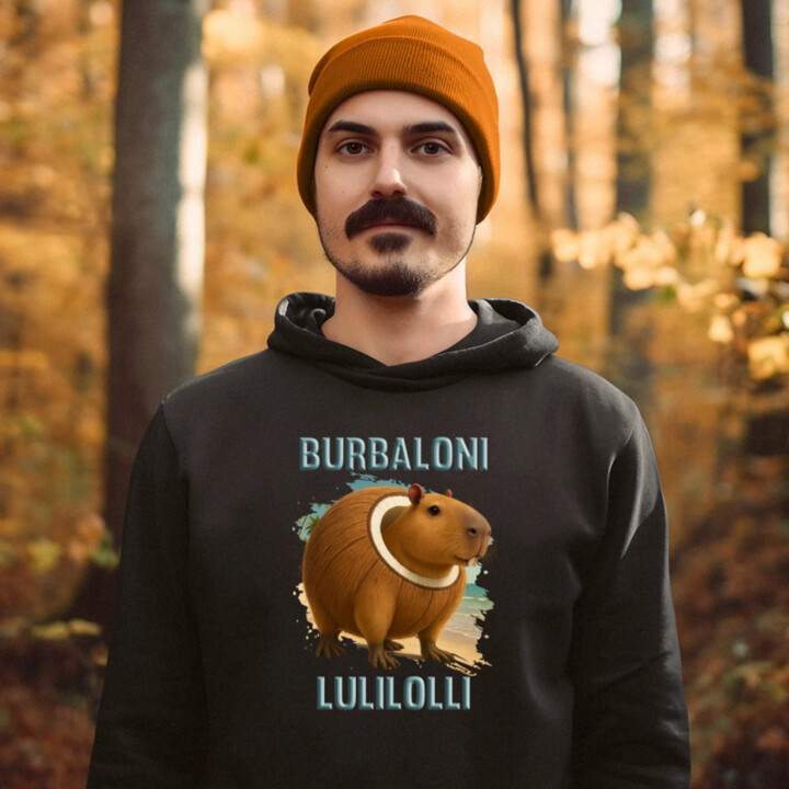 Burbaloni Lulilolli - Italian Brainrot - kapybara v kokosu - pánská mikina s potiskem