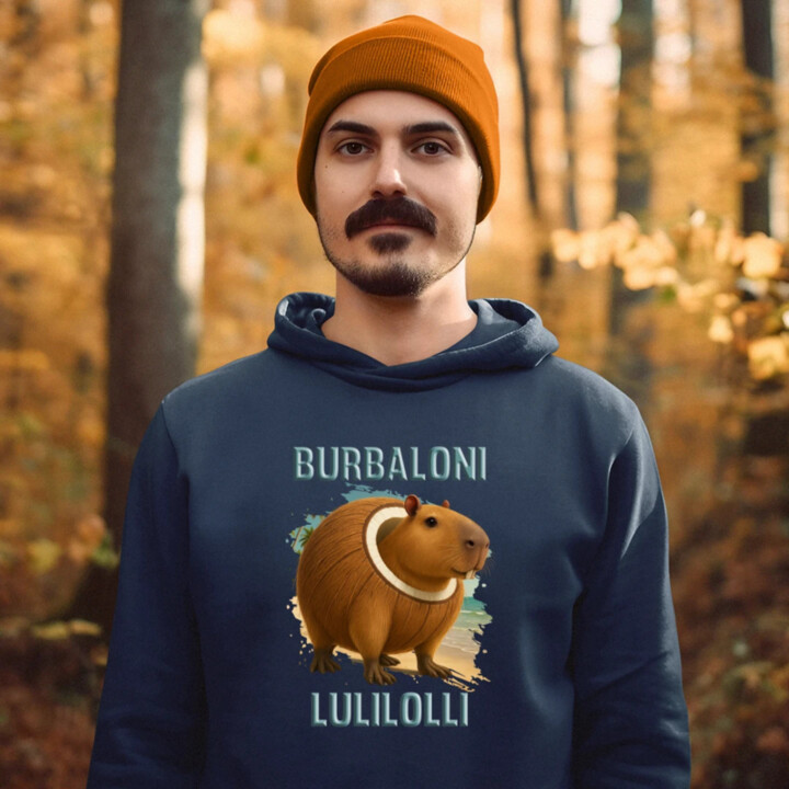 Burbaloni Lulilolli - Italian Brainrot - kapybara v kokosu - pánská mikina s potiskem