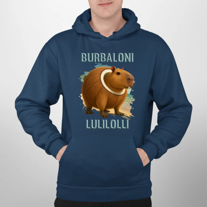 Burbaloni Lulilolli - Italian Brainrot - kapybara v kokosu - pánská mikina s potiskem