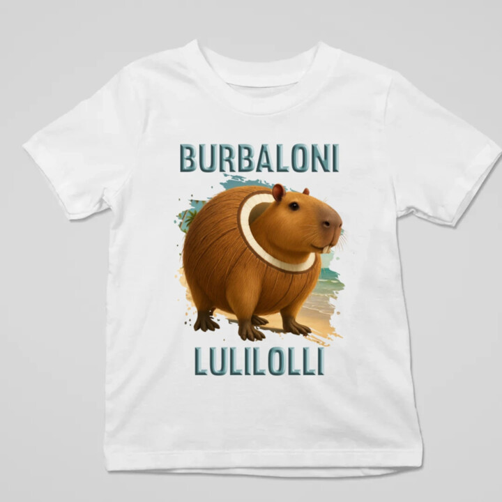 Burbaloni Lulilolli - Italian Brainrot - kapybara v kokosu - dětské tričko s potiskem