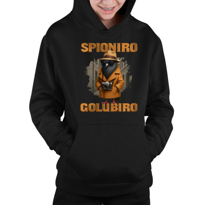 Spioniro Golubiro - Italian Brainrot  - dětská mikina s kapucí