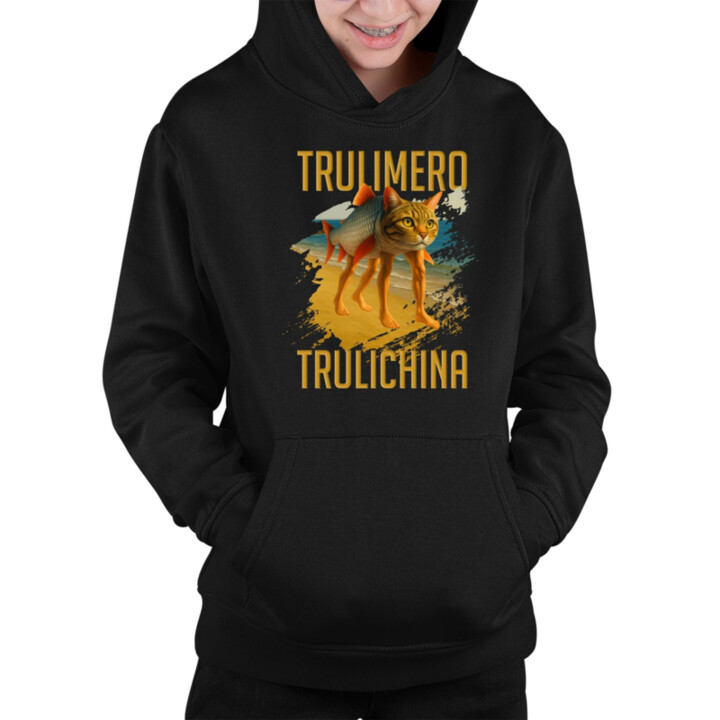 Trulimero trulichina- Italian brainrot - dětská mikina s kapucí