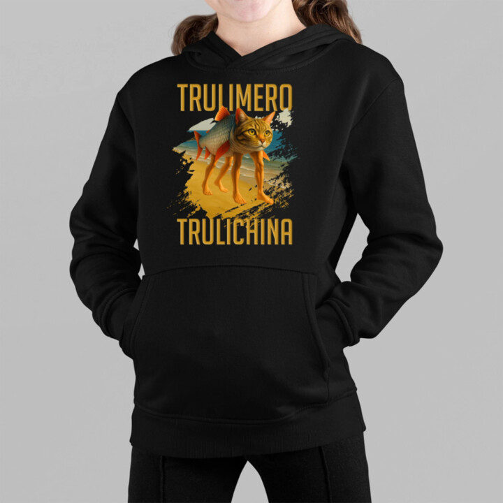 Trulimero trulichina- Italian brainrot - dětská mikina s kapucí
