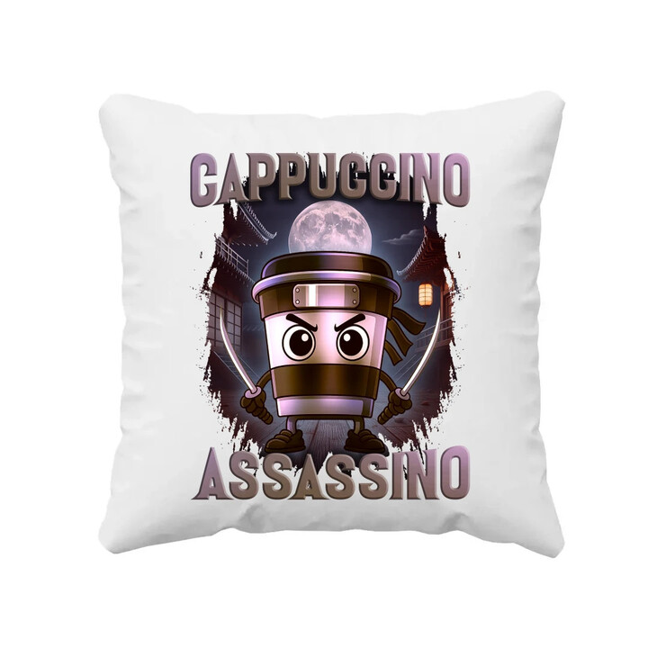 Cappuccino Assassino V2 - Italian Brainrot - polštář s potiskem