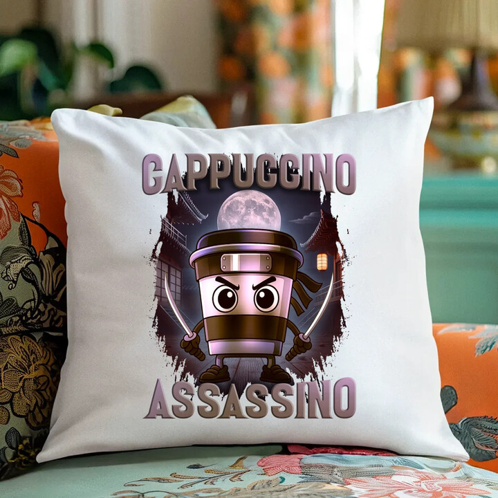 Cappuccino Assassino V2 - Italian Brainrot - polštář s potiskem