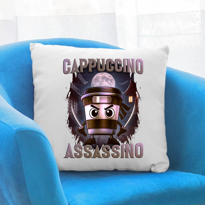 Cappuccino Assassino V2 - Italian Brainrot - polštář s potiskem