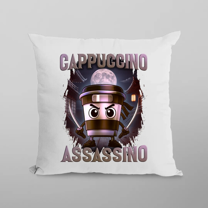 Cappuccino Assassino V2 - Italian Brainrot - polštář s potiskem