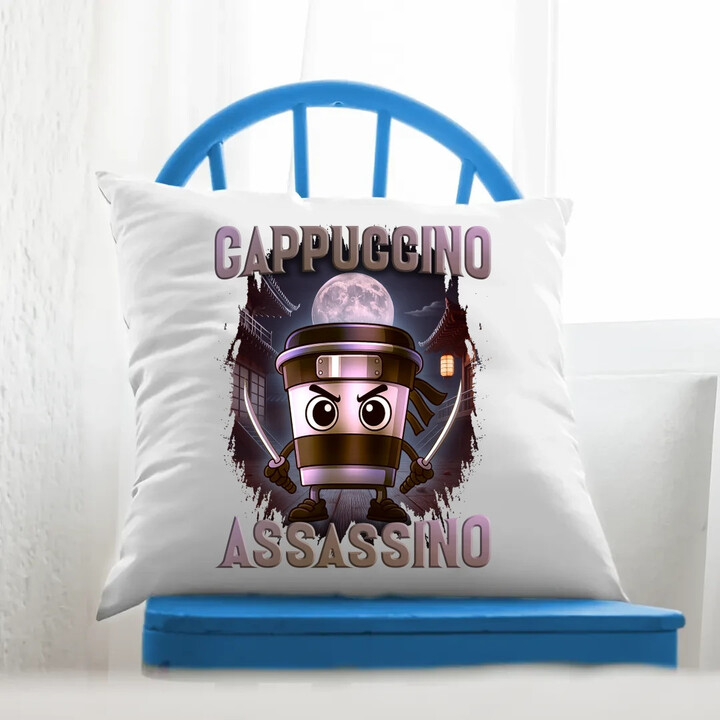 Cappuccino Assassino V2 - Italian Brainrot - polštář s potiskem