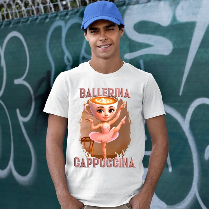 Ballerina Cappuccina V2 - Italian Brainrot - pánské tričko s potiskem