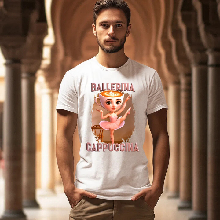 Ballerina Cappuccina V2 - Italian Brainrot - pánské tričko s potiskem