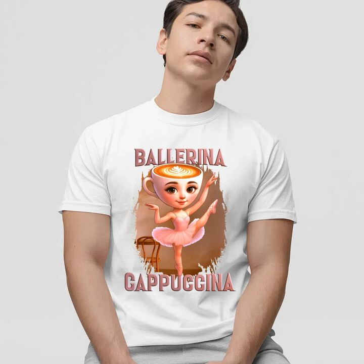 Ballerina Cappuccina V2 - Italian Brainrot - pánské tričko s potiskem