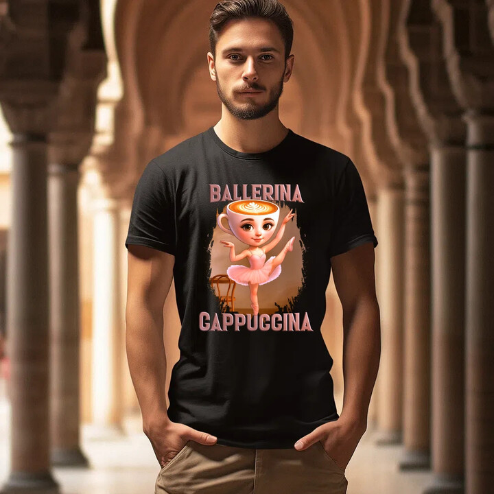 Ballerina Cappuccina V2 - Italian Brainrot - pánské tričko s potiskem