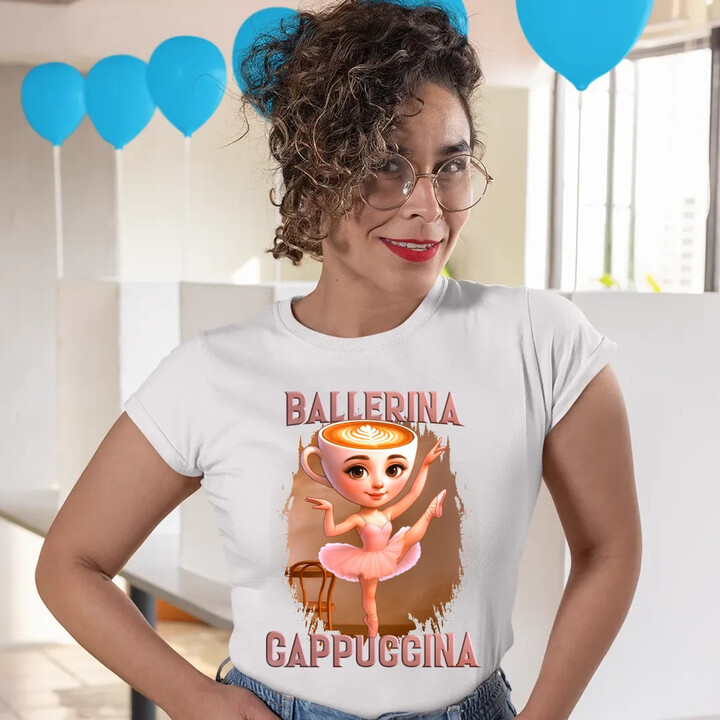 Ballerina Cappuccina V2 - Italian Brainrot  - dámské tričko s potiskem
