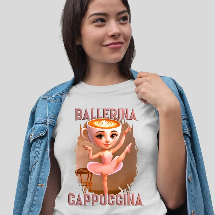 Ballerina Cappuccina V2 - Italian Brainrot  - dámské tričko s potiskem