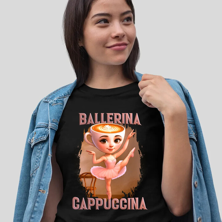 Ballerina Cappuccina V2 - Italian Brainrot  - dámské tričko s potiskem
