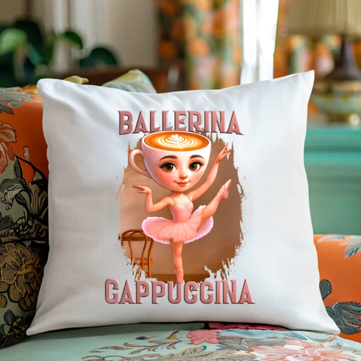 Ballerina Cappuccina V2 - Italian Brainrot - polštář s potiskem