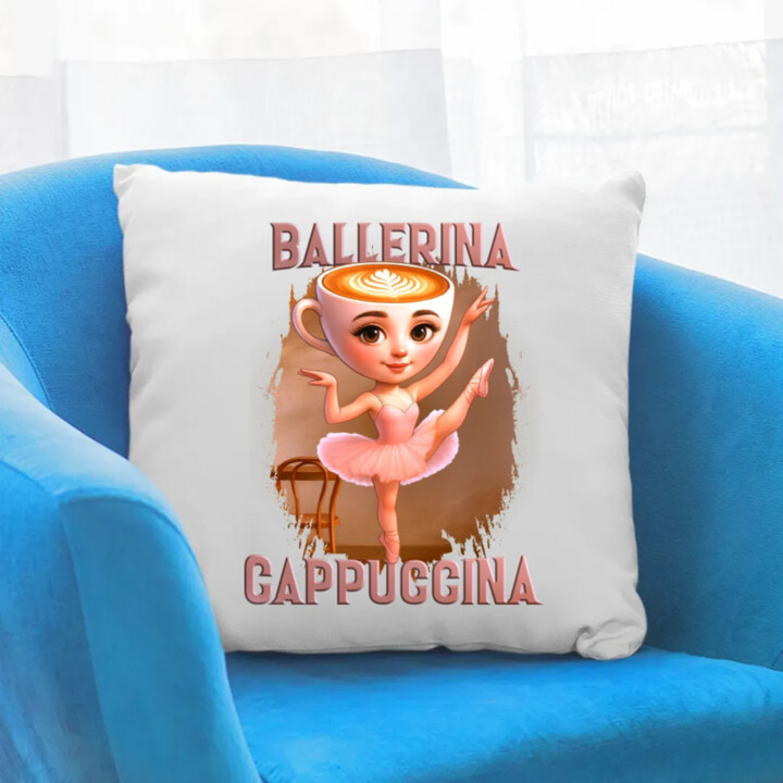 Ballerina Cappuccina V2 - Italian Brainrot - polštář s potiskem