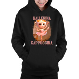 Ballerina Cappuccina V2 - Italian Brainrot - dětská mikina s kapucí