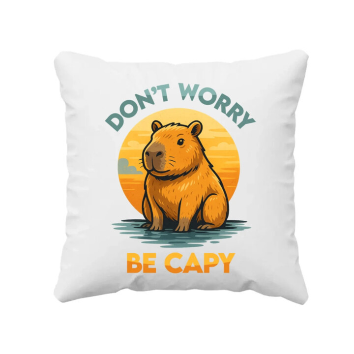 Don't worry, be capy - polštář s potiskem