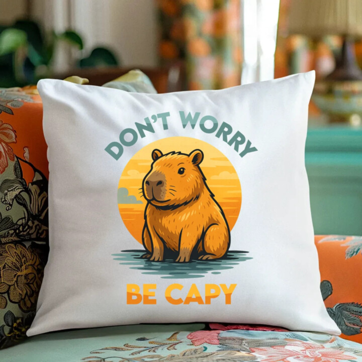 Don't worry, be capy - polštář s potiskem