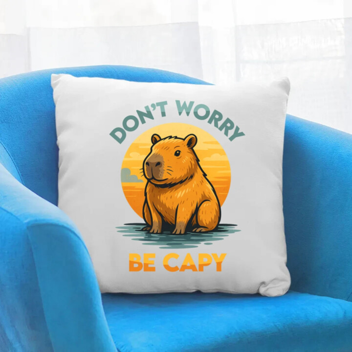 Don't worry, be capy - polštář s potiskem