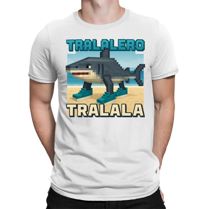 Tralalero Tralala - Italian Brainrot pro fanoušky Minecraftu - pánské tričko s potiskem