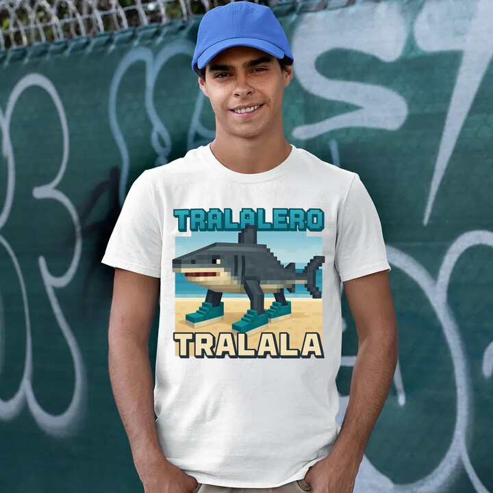 Tralalero Tralala - Italian Brainrot pro fanoušky Minecraftu - pánské tričko s potiskem