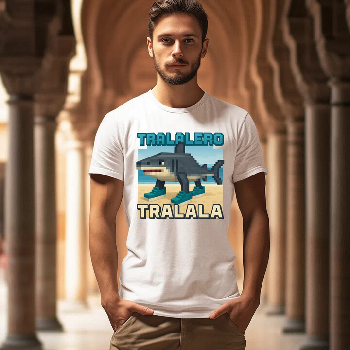 Tralalero Tralala - Italian Brainrot pro fanoušky Minecraftu - pánské tričko s potiskem