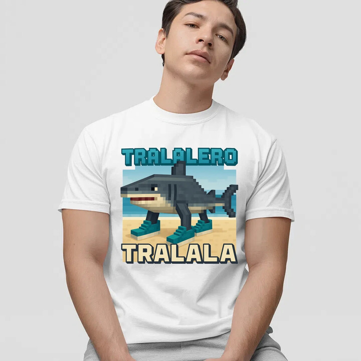 Tralalero Tralala - Italian Brainrot pro fanoušky Minecraftu - pánské tričko s potiskem