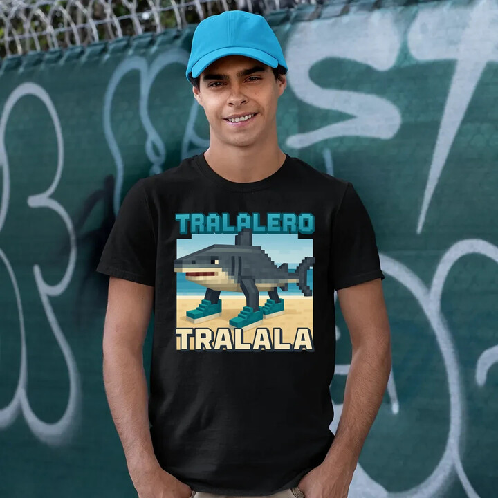 Tralalero Tralala - Italian Brainrot pro fanoušky Minecraftu - pánské tričko s potiskem