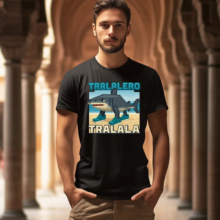 Tralalero Tralala - Italian Brainrot pro fanoušky Minecraftu - pánské tričko s potiskem