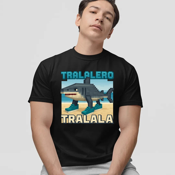 Tralalero Tralala - Italian Brainrot pro fanoušky Minecraftu - pánské tričko s potiskem