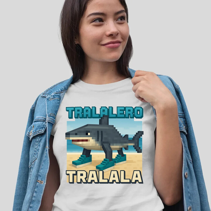 Tralalero Tralala - Italian Brainrot pro fanoušky Minecraftu  - dámské tričko s potiskem