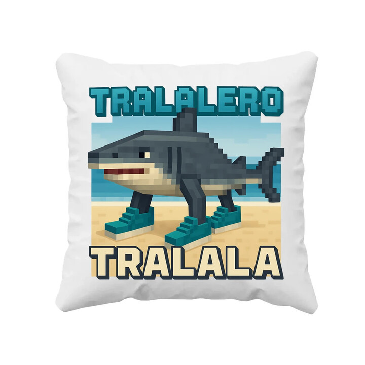 Tralalero Tralala - Italian Brainrot pro fanoušky Minecraftu - polštář s potiskem