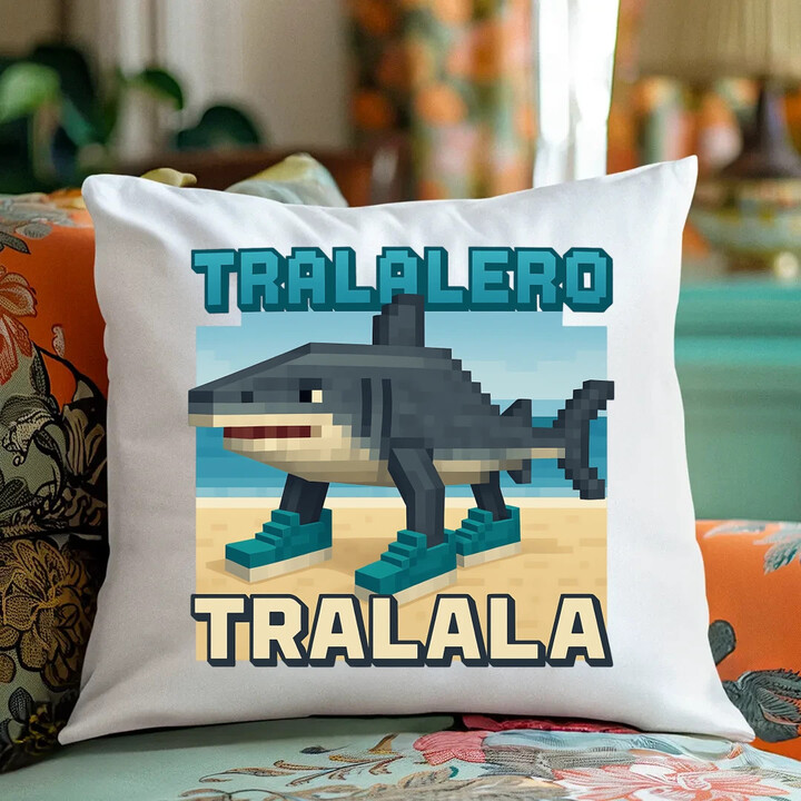 Tralalero Tralala - Italian Brainrot pro fanoušky Minecraftu - polštář s potiskem