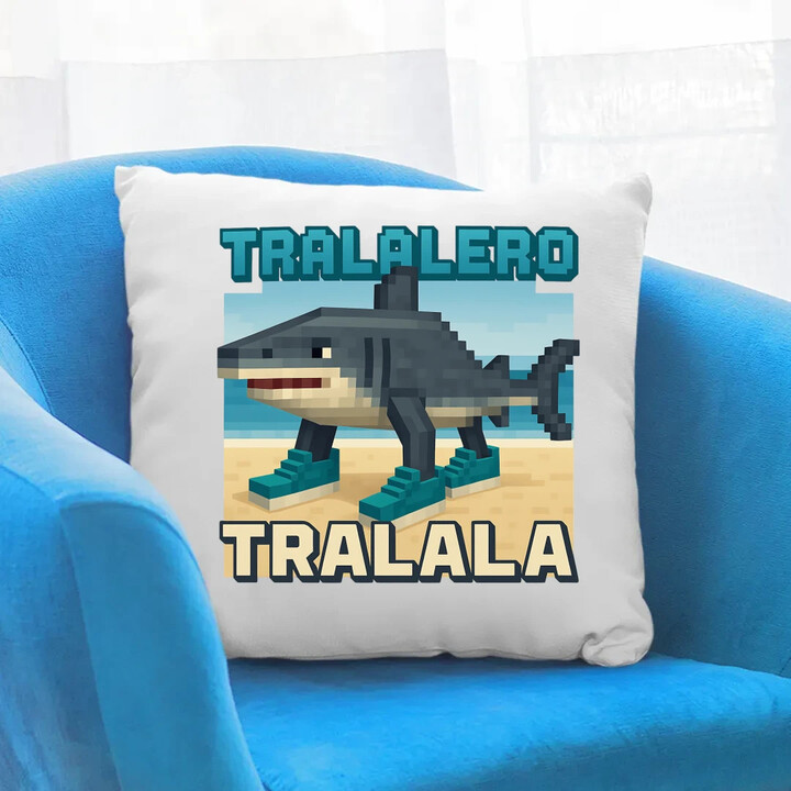 Tralalero Tralala - Italian Brainrot pro fanoušky Minecraftu - polštář s potiskem