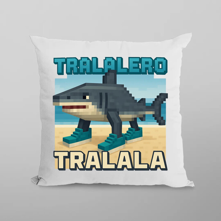 Tralalero Tralala - Italian Brainrot pro fanoušky Minecraftu - polštář s potiskem