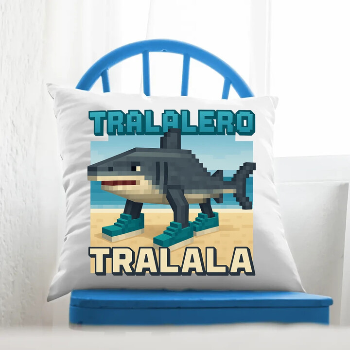 Tralalero Tralala - Italian Brainrot pro fanoušky Minecraftu - polštář s potiskem