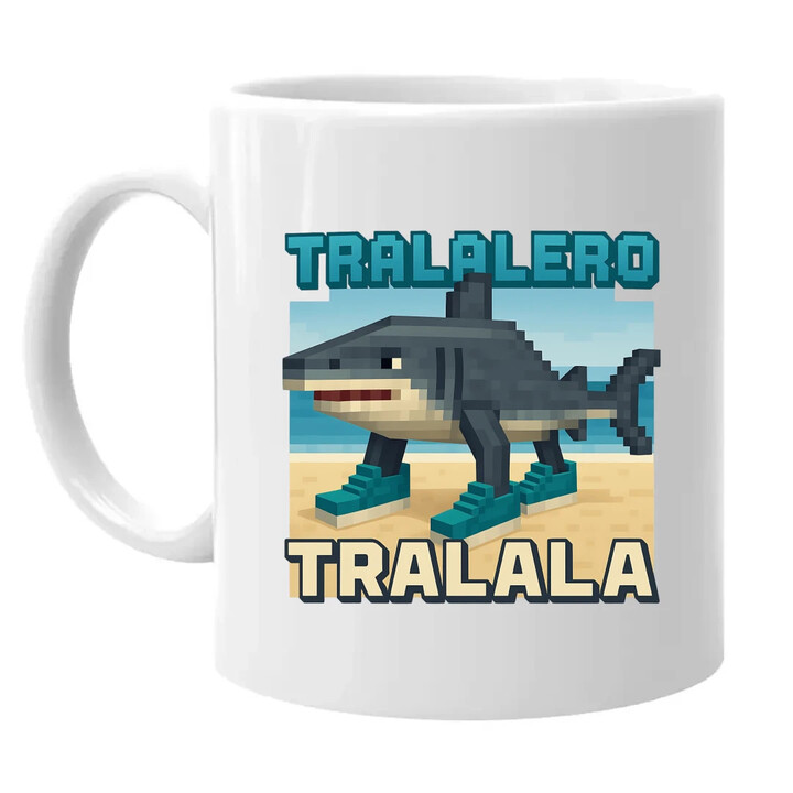 Tralalero Tralala - Italian Brainrot pro fanoušky Minecraftu - hrnek s potiskem