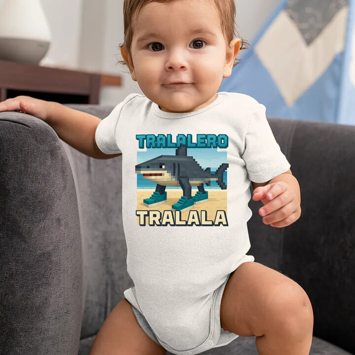 Tralalero Tralala - Italian Brainrot pro fanoušky Minecraftu - dětské body s potiskem