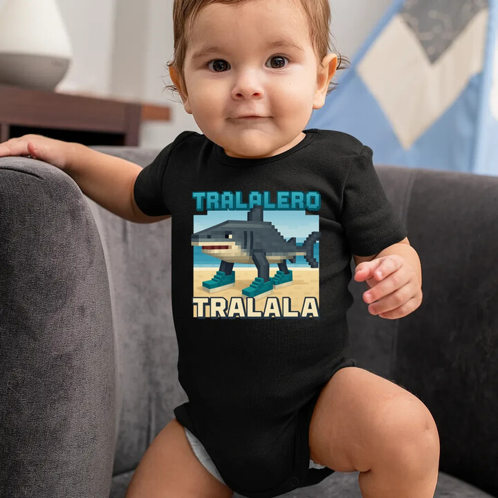 Tralalero Tralala - Italian Brainrot pro fanoušky Minecraftu - dětské body s potiskem