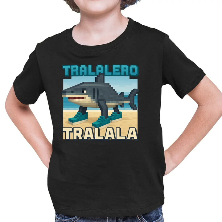 Tralalero Tralala - Italian Brainrot pro fanoušky Minecraftu - dětské tričko s potiskem