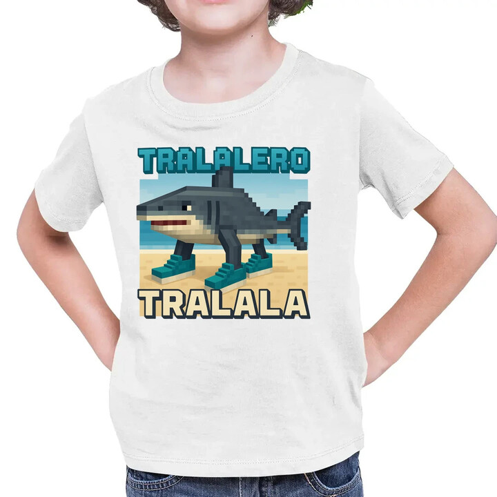 Tralalero Tralala - Italian Brainrot pro fanoušky Minecraftu - dětské tričko s potiskem